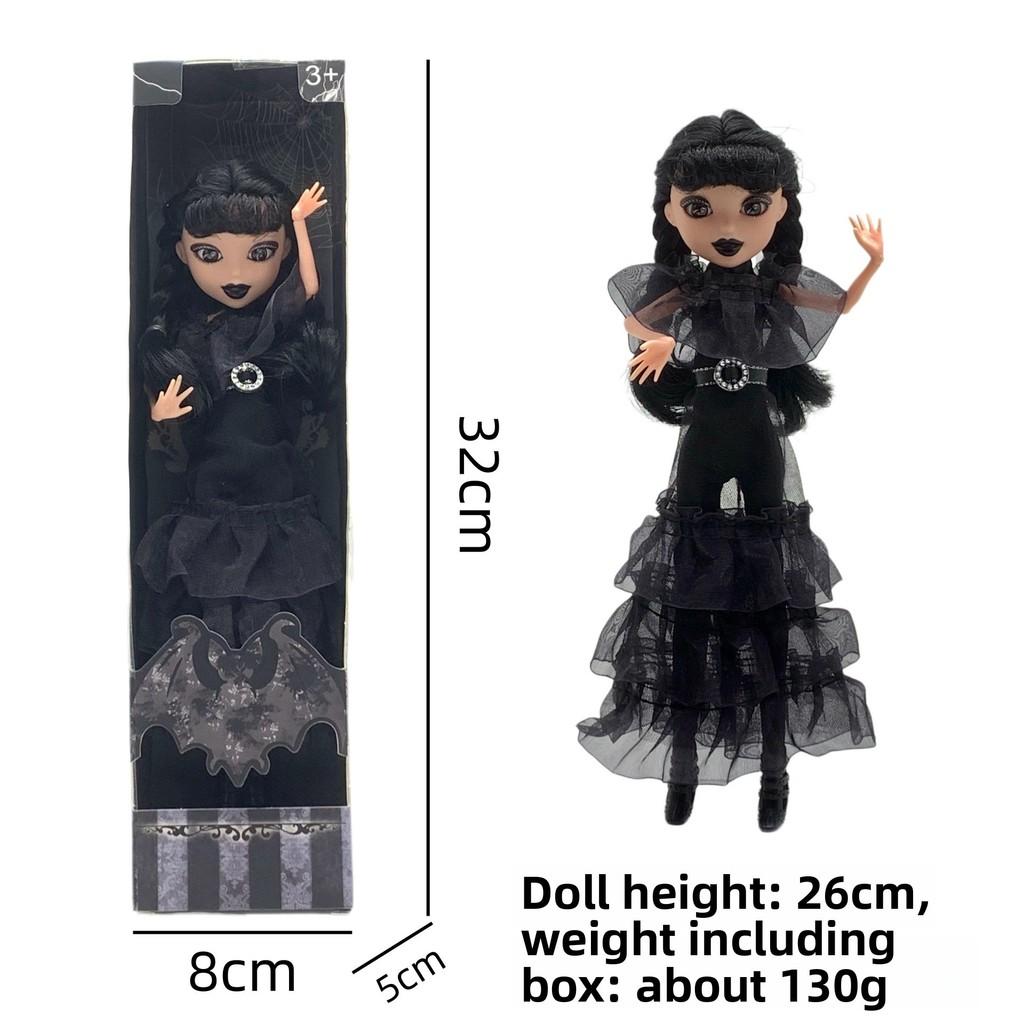 Wednesday Addams 9 Zoll PVC-Puppe mit Schuluniform und dunklem Stil Dekor