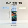 1PC Retro Van Desert Sunset Scene Print 750ml Color Plastic Sports Water Bottle Leakproof Flip Straw Lid Suitable for Sports Office Home Use