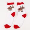 Women's Christmas Socks - Elk & Santa Design, Thick Coral Fleece, Floor Socks
