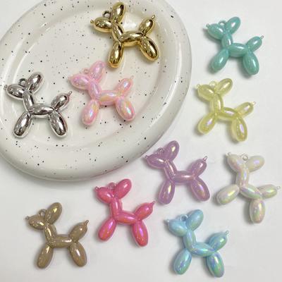 Creative 5pcs Creative Balloon Dog Multicolor DIY Hanging Hole Pendant Jewelry Material Metallic Color Handmade Accessories AB Loose Beads