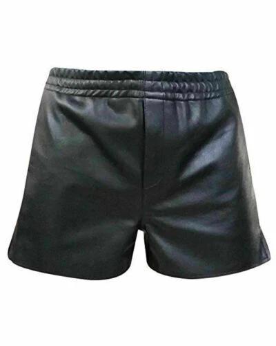 Unique Genuine Lambskin Leather Sports Boxer Stylish Black Sexy Shorts Men's