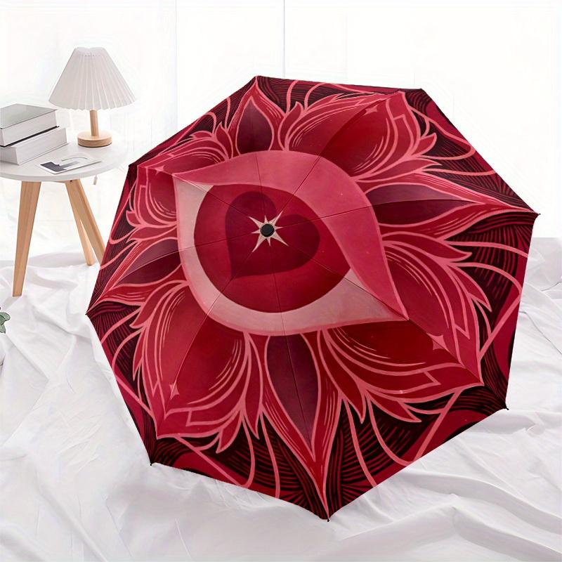 1pc Heart Eye Automatic Open/close Folding Compact Umbrella, 8-Rib Sturdy Canopy, Lightweight Portable, Everyday Use, Gift,003
