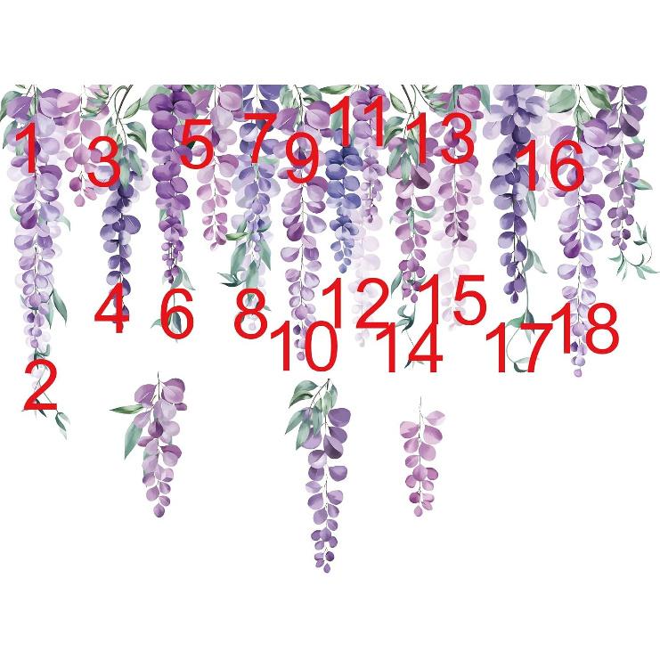 decalmile Purple Hanging Vine Double Sided Window Clings Wisteria Flower Leaf Window Decals Anti-Collision Glass Doors Window Stickers