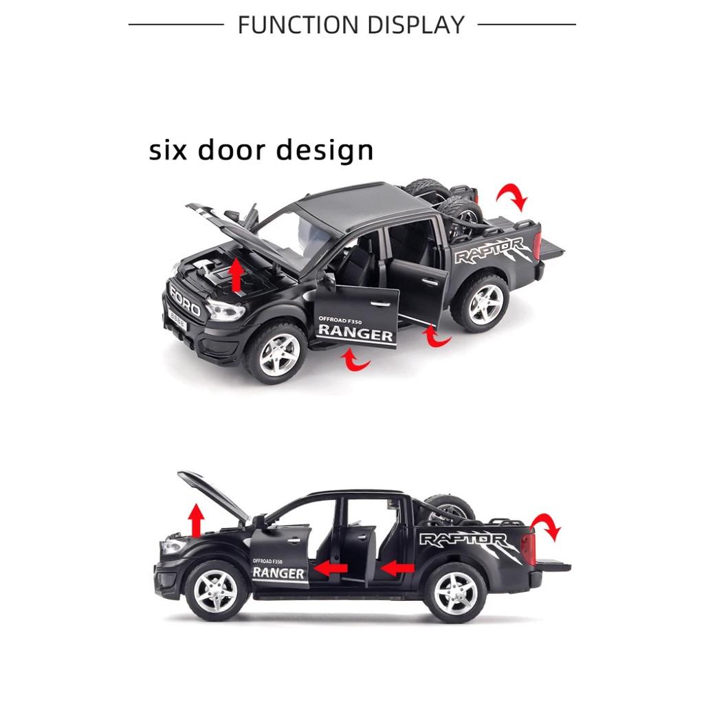 1/32 Ford Raptor F350 Pickup Truck Alloy Off Road Car Diecast Model Sound & Light Desktop Collection Decorative Gift Boy Display