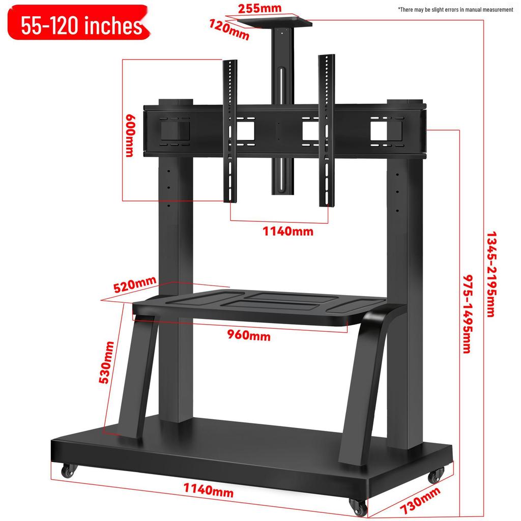 Mobile TV Stand with Wheels: All-in-One Teaching and Conference Tablet Shelf