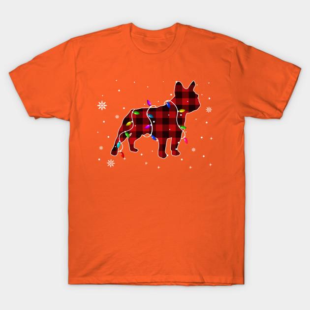 Summer Fashion Clothing Tshirt Funny French Bulldog Christmas Lights Red Plaid Gi Print Men Solid Color Slim Fit Short Sleeve Tops