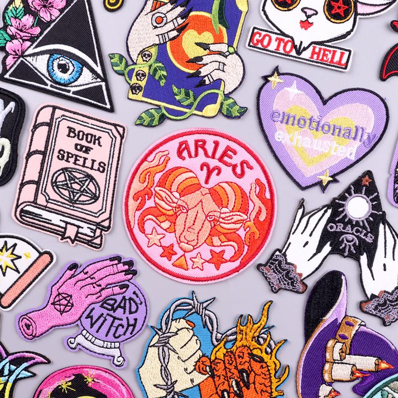 Aries Virgo Libra Patch Embroidery Patches For Clothing Thermoadhesive Patches For Clothes Twelve Constellation Witchcraft Patch