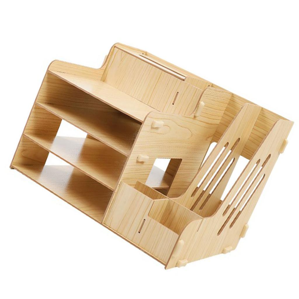 Desktop Organizer Multipurpose Modern Simple Style Wood Desktop Storage Shelf for Home School