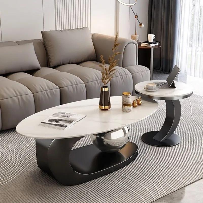 Italian Slate Coffee Tables Round Luxury Minimalism Living Room Coffee Tables Modern Simplicity Muebles Nordic Furniture
