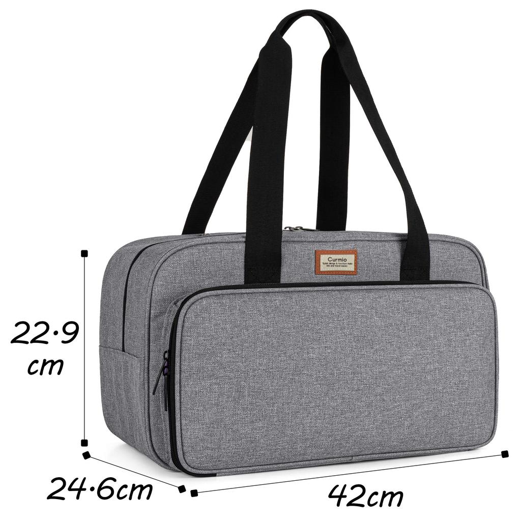 CURMIO Knitting Holds Knitting Circular Crochet and Unfinished A Knitting Tote Bag for and A Great Bag Gray Bag, Yarn, Needles, Needles, Hooks,