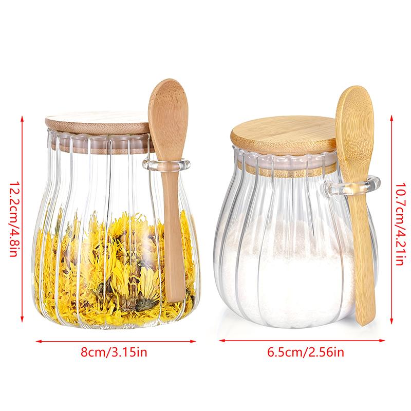 1 Pcs Glass Jars With Lids And Spoons Spice Beans Tea Glass Canisters Sealed Container For Yogurt Oatmeal Kitchen Accessories