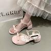 Flat Bottom One-word Strap Cross 2025 New Summer Wear with Skirt Fairy Wind Vacation Beach Cool Slippers