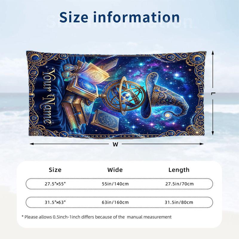 Witchcraft Theme Beach Towel Personalized Custom Name & Text Soft Quick Dry Beach Towel for Swimming Travel