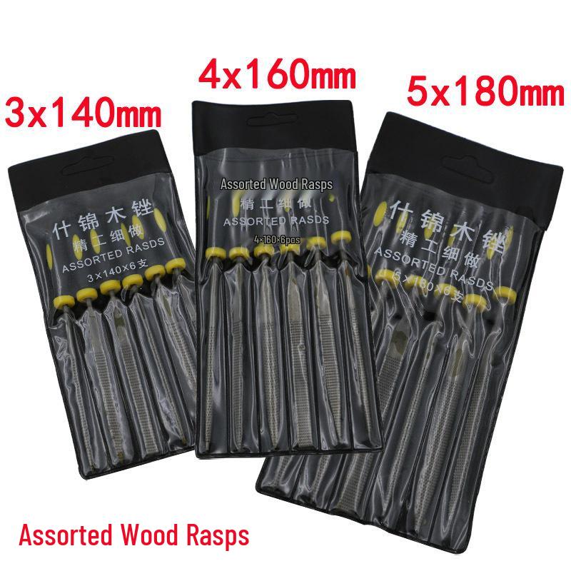 6-Piece Assorted Rosewood Fine Tooth File Set for Wood Carving and Woodworking 3x140mm