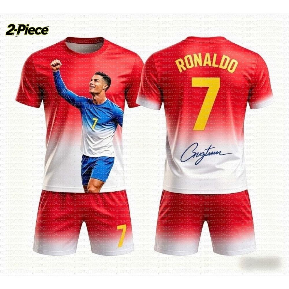 2026 Special Ronaldo # 7 Fan Football Jersey Tee Shorts Set Women Men Portugal Fans Shirt and Shorts Summer Kids 2 Piece Set
