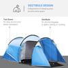 2 3 Man Tunnel Tent With Vestibule Weather Resistant Camping Tent With Air Vents For Fishing Hiking Light Blue And Grey