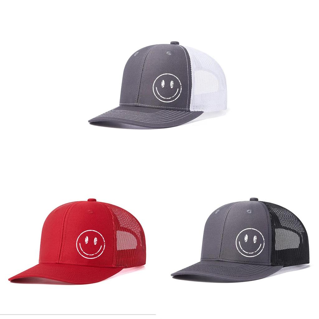 Outdoor Breathable Baseball Cap With Embroidered Smile Face For Casual Summer Wear