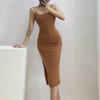 Rimocy 2024 Neue Sexy Ärmelloses Dünnes Langes Kleid Frauen Party Club Hohe Split Spaghetti Strap Kleider Frau Bodycon Kleid Weibliche