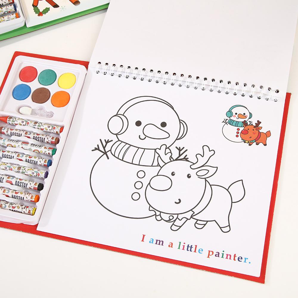 Christmas Kids Coloring Book Set, Art Drawing & Doodle Book for Boys Girls, Safe Non-Toxic Holiday Gift