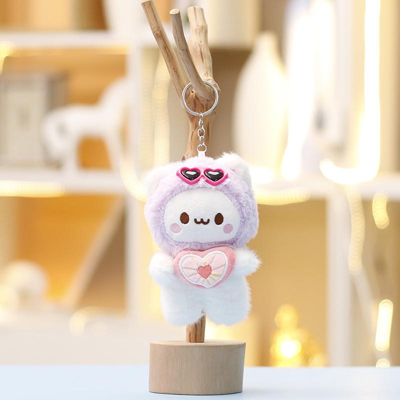 

Cute Glasses Heart Hat Bear Plushie Keyring With Soft Pp Cotton Filling For Gift Items