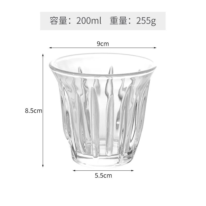 Taza de Café de Vidrio de 90-200ML Taza de Espresso con Raya Artística Anti-quemaduras para Moca Jugos Cócteles Tazas de Café para Latte Cappuccino Té Cafetería