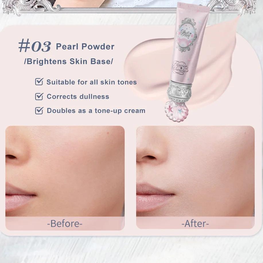 

Flower Knows Shell s Jewel Radiance Primer Brightening Long Lasting Makeup Base Hydrating Non Cakey Vegan Cruelty Free 03 Pearl Pink