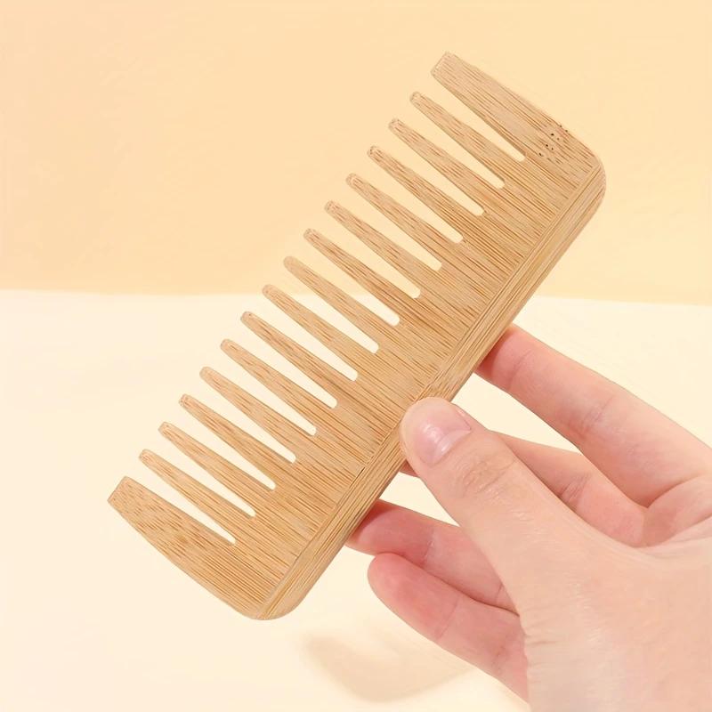 2-Piece Natural Bamboo Portable Mini Set - Boar Bristle Hair Brush & Natural Bamboo Wide-Tooth Comb, Palm-Sized Compact Design
