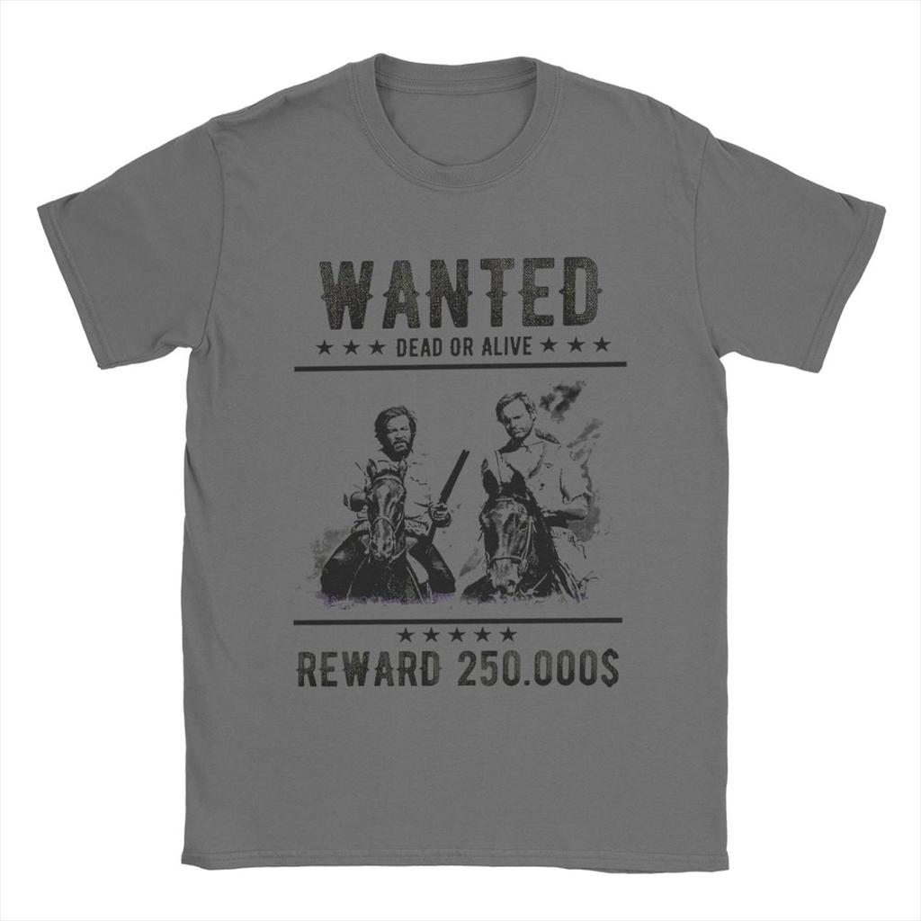 Gesucht Bud Spencer und Terence Hill T-Shirt für Herren Lustige 100% Baumwoll-Tees Rundhals Kurzarm T-Shirts Sommer-Tops