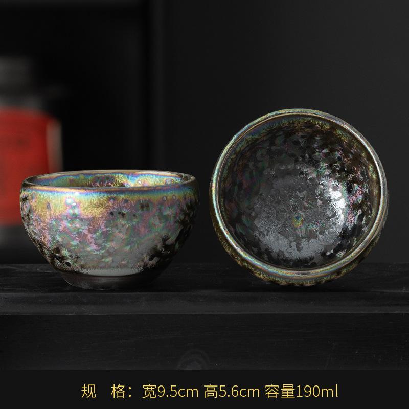 Colorful Kiln Mutated Shape Gilded Jian Zhan Cup Ceramic Kung Fu Tea Cup Tenmoku Glaze Single Cup Master Cup Tea Bowl Tasting Cu