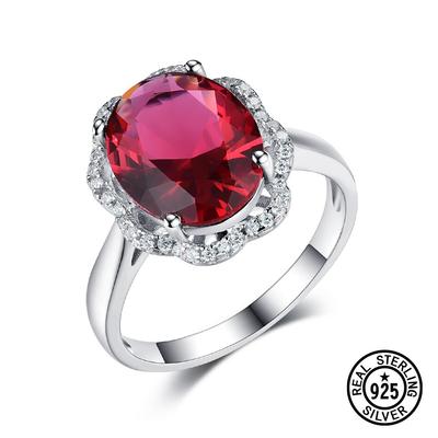Bagues ovales en argent Sterling 925, Nano rubis synthétique, pour femmes, amis, mariage, fiançailles, bijoux fins classiques
