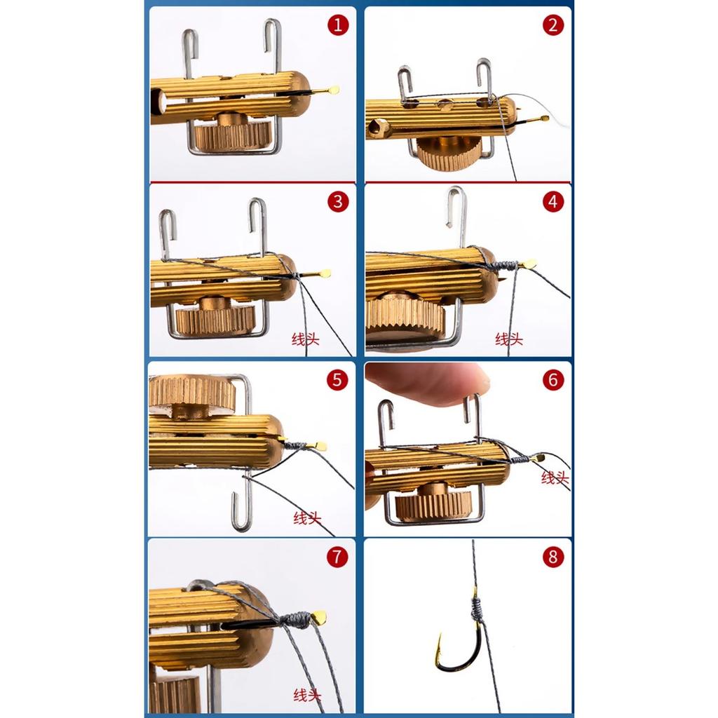 Fast Automatic Fishing Hook Tyer Aluminum Alloy Quick Double-headed Needle Tying Device for Easy Knots Saltwater Bait Lure Riggi 260319