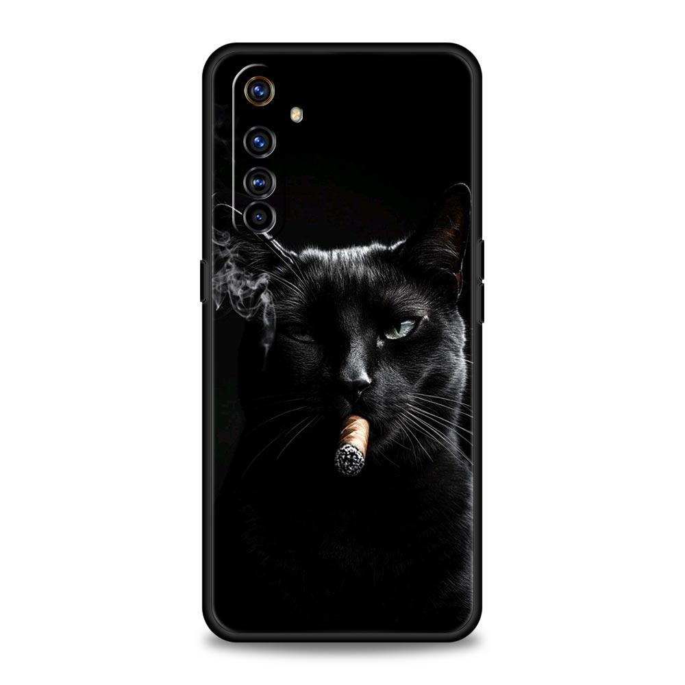 Fashion Kitten Smoking Pattern Case For Realme C67 C63 C55 C53 C35 C25 C21 GT 2 3 5 6 10 11 12 13 Pro Plus Soft TPU Phone Cover