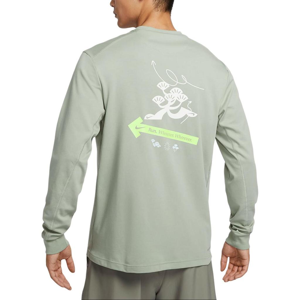 Nike Primární Rychleschnoucí tričko s dlouhým rukávem a kulatým výstřihem Dri-Fit Pánské topy Světle zelená HQ4736370