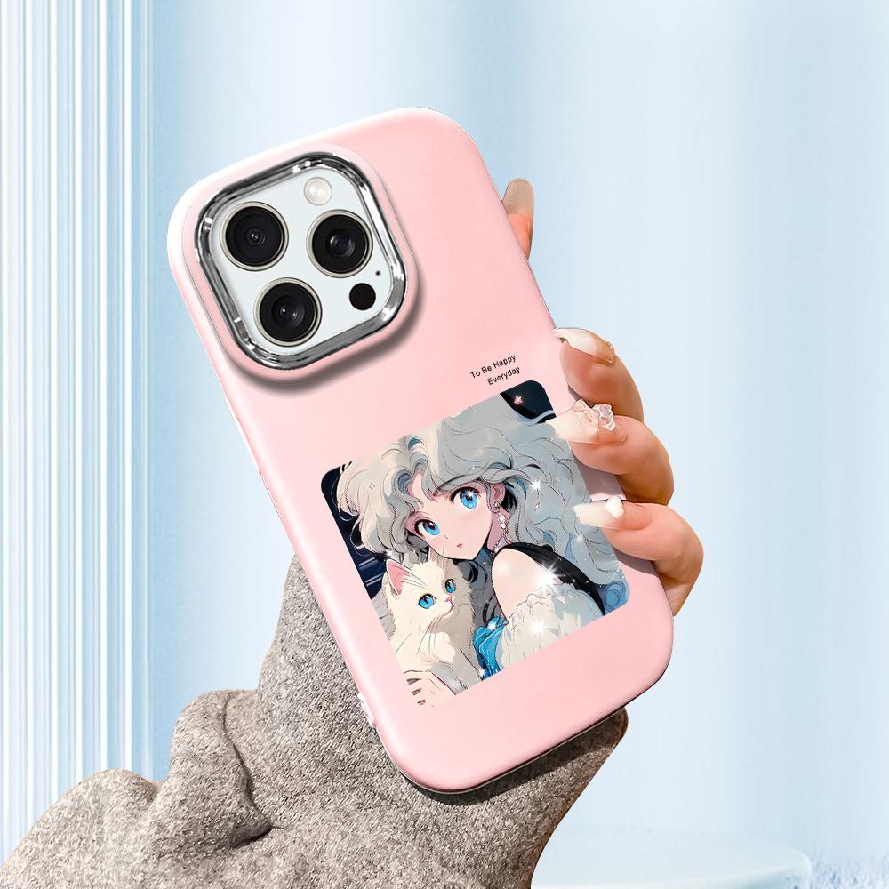 

For Samsung A15 A17 A35 A56 S25 S24 S23 Redmi 10 13 14C Note11 Note14 Xiaomi 13T Cartoon Black Cat Silver Edge Soft Liquid Silicone Protective Casing Xiaomi Poco F5 Pro рожевий