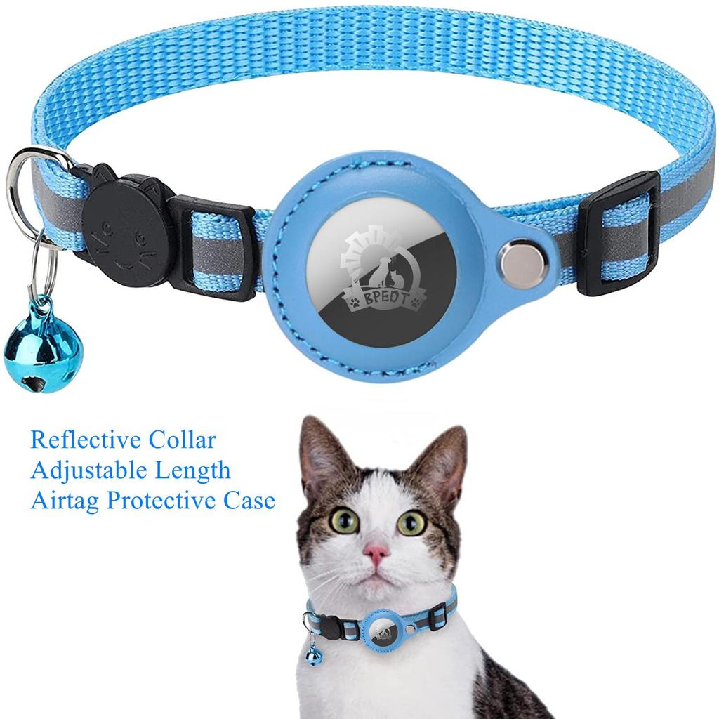 Katzenhalsband mit Schutzhülle für Airtag Anti Lost Locator Tracker Hundezubehör Reflektierende Haustierhalsbänder