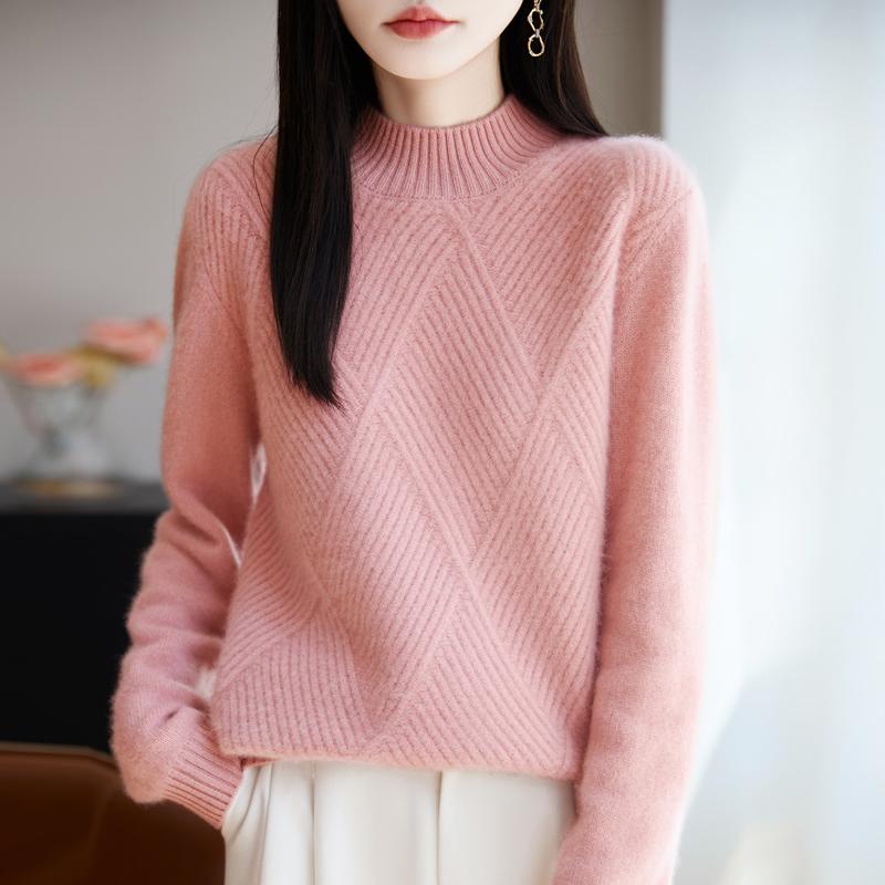 Damen Pullover 100% Wolle MODERN NEW SAGA Rollkragen Strickpullover Dicke Winterpullover Damen Strickoberteile