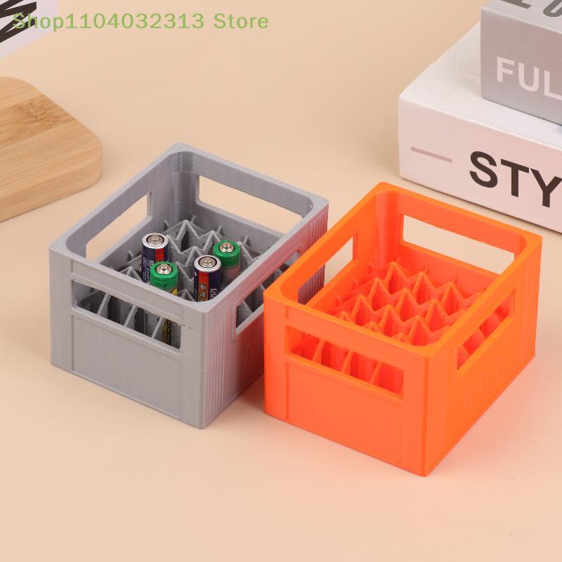 3D Printed Beer Crate Style Battery Storage Case No. 5 Aa No. 7 Aaa Battery Basket Home Decor Stackable Batteries Storage Box