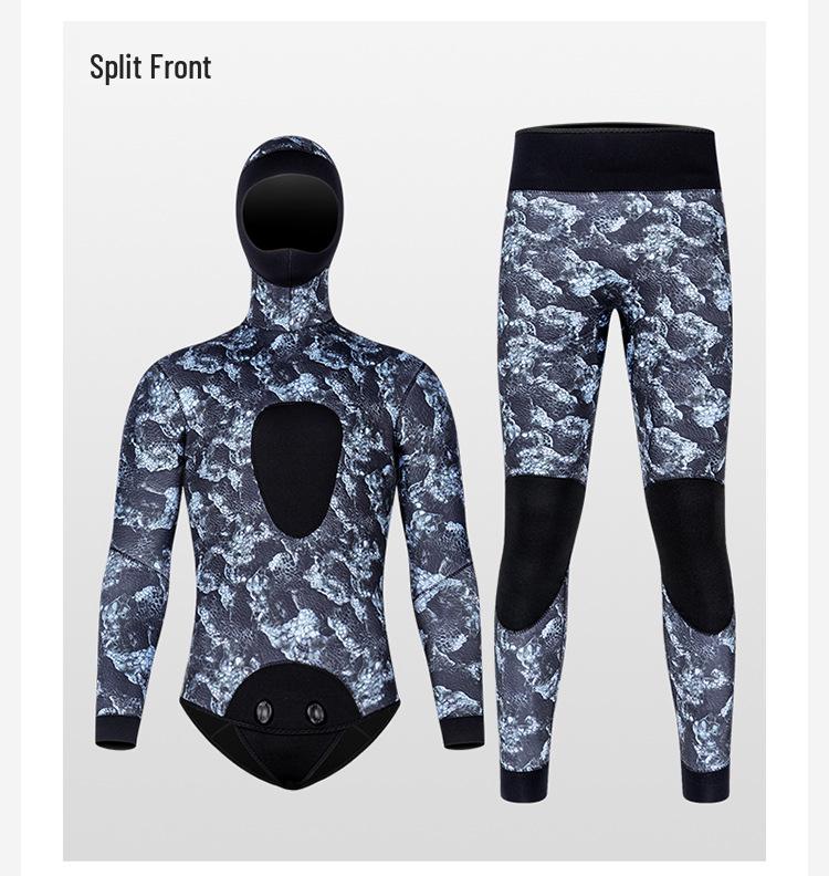 5mm Thermal Light Skin Diving Suit with Hood for Winter Swimming, Deep Diving, Surfing, Fishing, and Hunting.