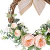 Artificial Flower Wreath Green Leaves Farmhouse Garland Round Handmade Door for Fireplace
