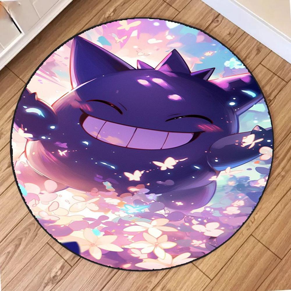  Cartoon Gengar Pokemon Round Mat Living Room Bedroom Kitchen Balcony Entrance Door Rugs Non-Slip Cute Carpet Home Decor