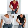 Elegant Lace Vneck Tshirt With Short Sleeves For Women Spring Summer Fashion