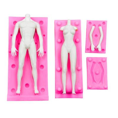 Molde de Silicone 3D Corpo de Boneca Modelado Decoração de Fondant Feito à Mão DIY Molde de Argila para Assar