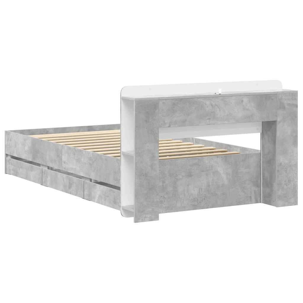 Bed Frame with Storage Space Concrete Grey 80 x 200 cm Wood Based Material