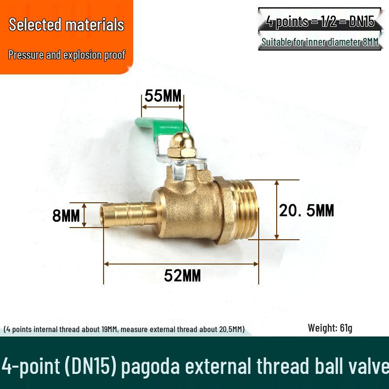 Check Valve: All-Copper Pneumatic Ball Valve – Thickened Tap Water Pipe Switch, Available in 4, 6, and 2-Point Mini Sizes