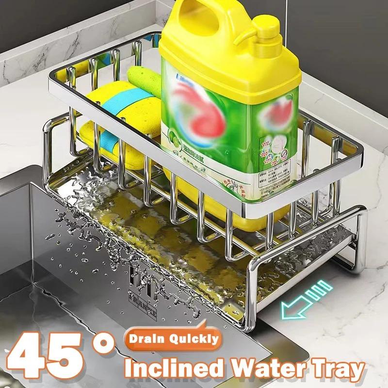 Kitchen Sink Drain Rack Organizer Kitchen Multifunctional Stainless Steel Drain Rack for Sponge Cleanser Organizer