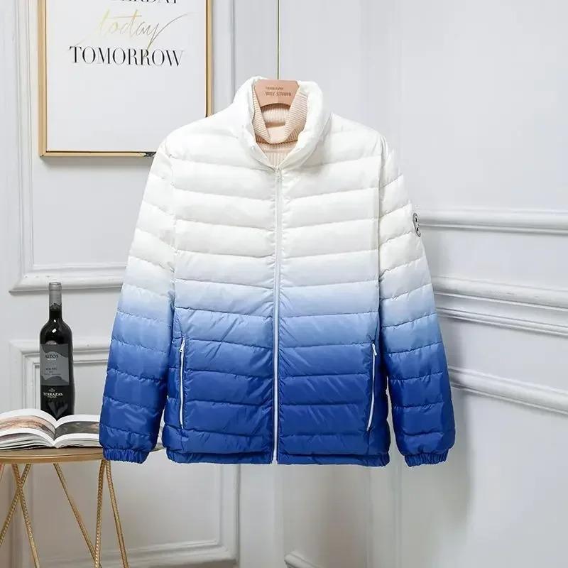 Down Jacket Man Warm Winter Coat for Men Gradient Clothing Fashion 2025 Harajuku Joker Fast Delvery Work High Quality Casual Y2k