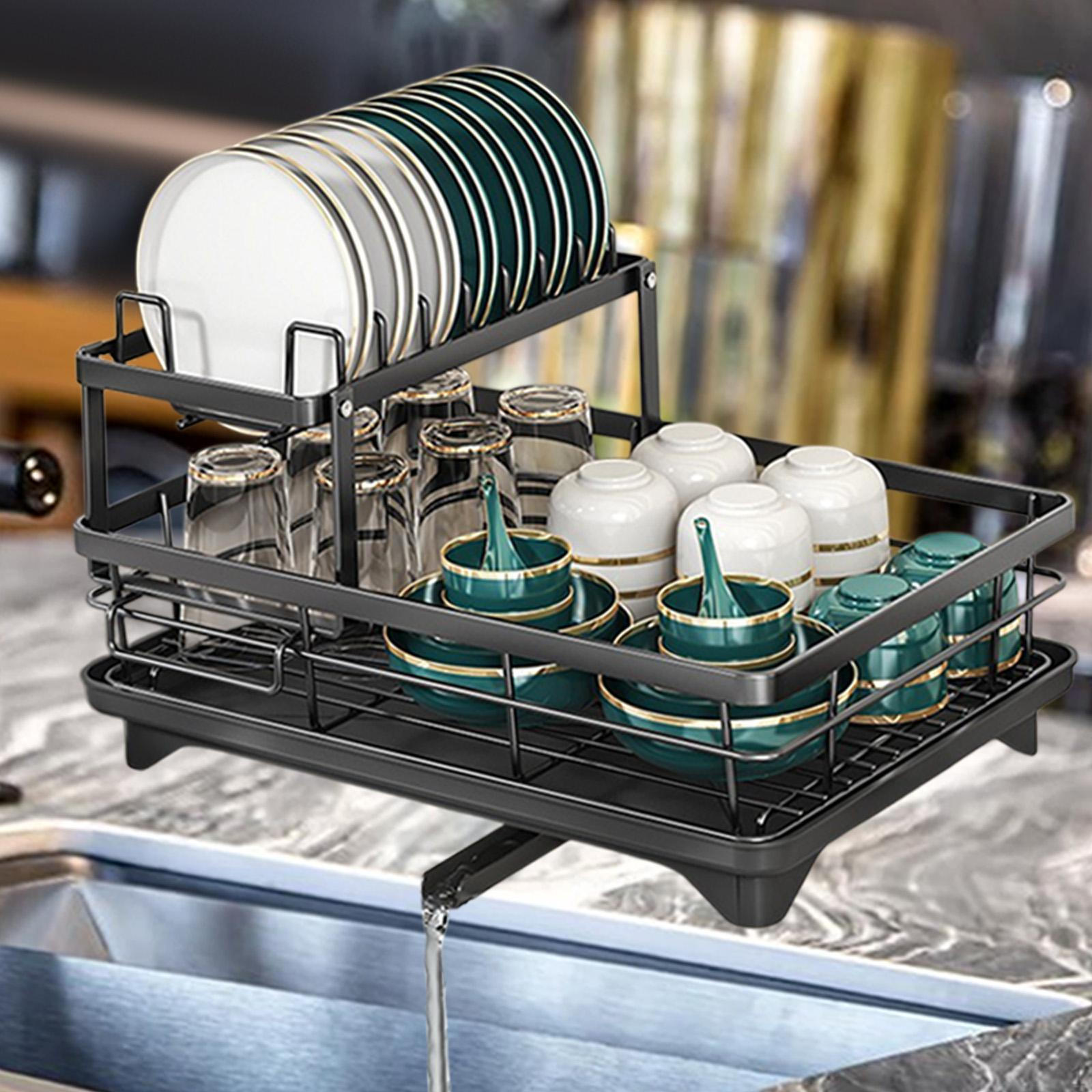 Сушилка для посуды на столешницу с корзиной для слива для кухни и ресторана чёрный 3287₽