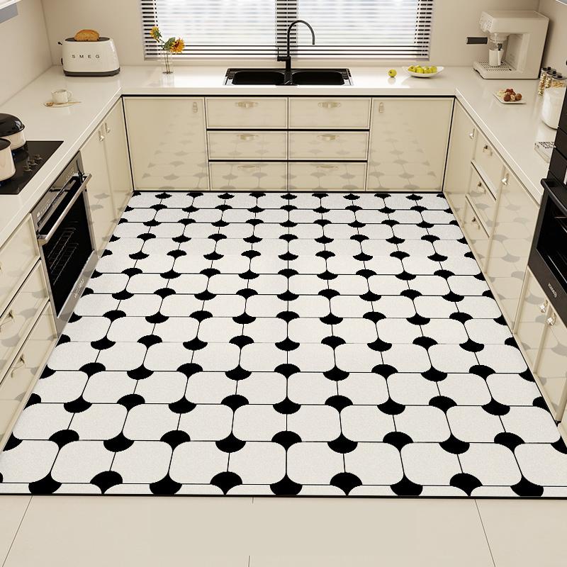 

Black Kitchen Rug Pvc Waterproof Large Carpet Home Decoration Vinyl Leather Non-slip Anti-fatigue Floor Mat Alfombra Pvc Cocina 1pc 50x80cm