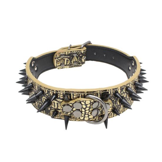 Dog Puppy Faux Leather Rivet Spiked Anti-bite Collar Necklace Pet Neck Band