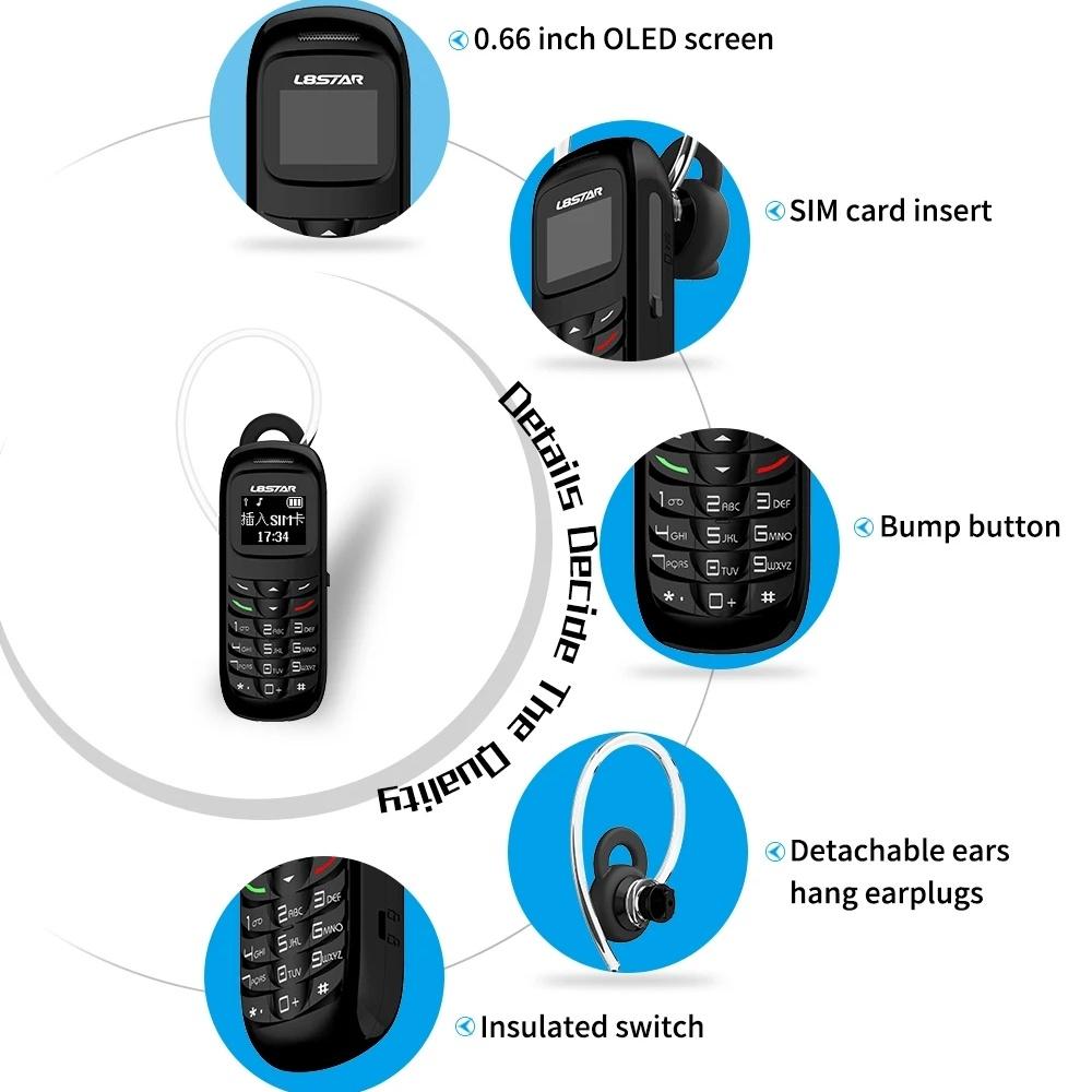 New BM70 Mini CellPhone Stereo GSM 2G Unlocked Super Thin Cellphone Small Mobile Phone Wireless Bluetooth Alarm Clock Earphone Portable Backup Phone